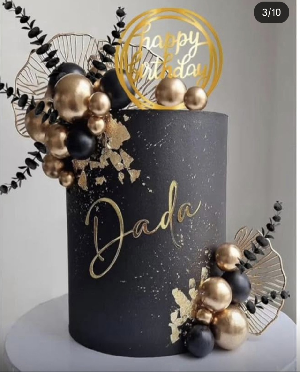Luxury black and gold birthday cake